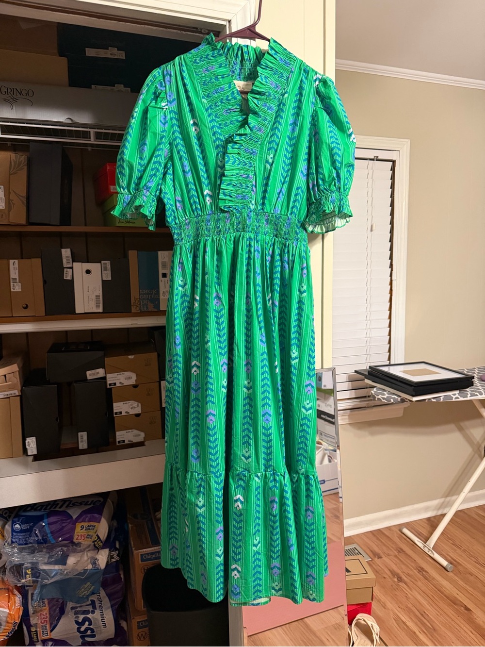 Umgee Green and Blue Printed Maxi Dress - Picture 3 of 4